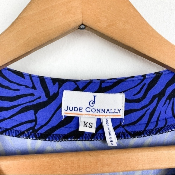 Jude Connally Blue Zebra Print 3/4 Sleeve Sheath Dress Sz XS - Picture 4 of 6
